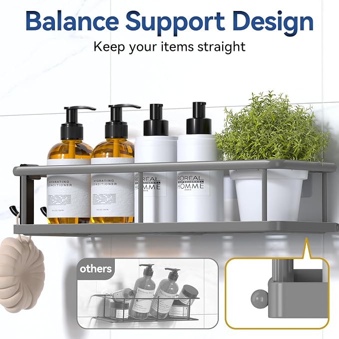 YASONIC Shower Caddy Adhesive, No Drill Bathroom Shower Organizers, - Image 5