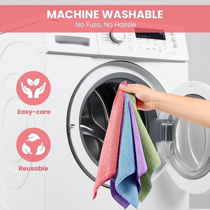 Microfiber Cleaning Cloth, 100 Pack Assorted Color Cleaning Rags - Image 7