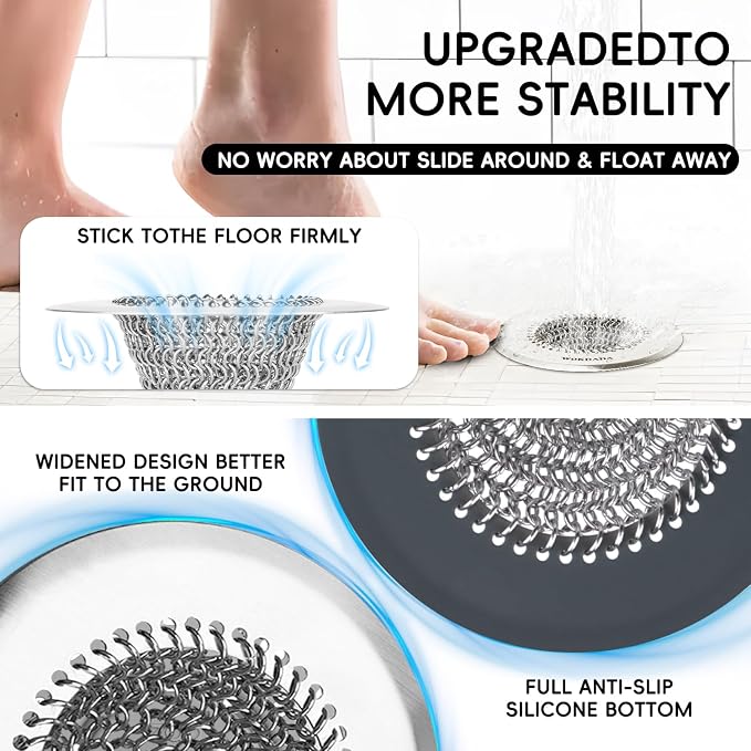 2 Pack Wokdada Bathtub Drain Hair Catcher, Wokdada Fast Drainage Shower Drain - Image 5
