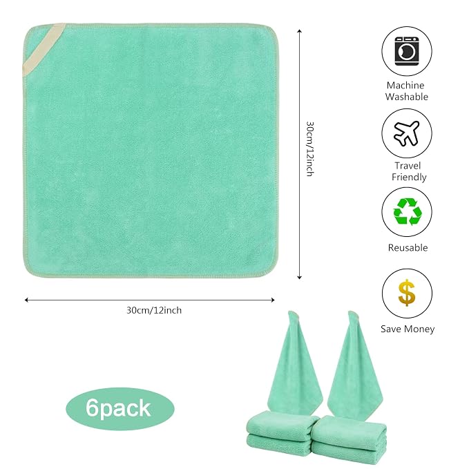 SINLAND Microfiber Facial Cloths Fast Drying Washcloth 12inch x 12inch - Image 2