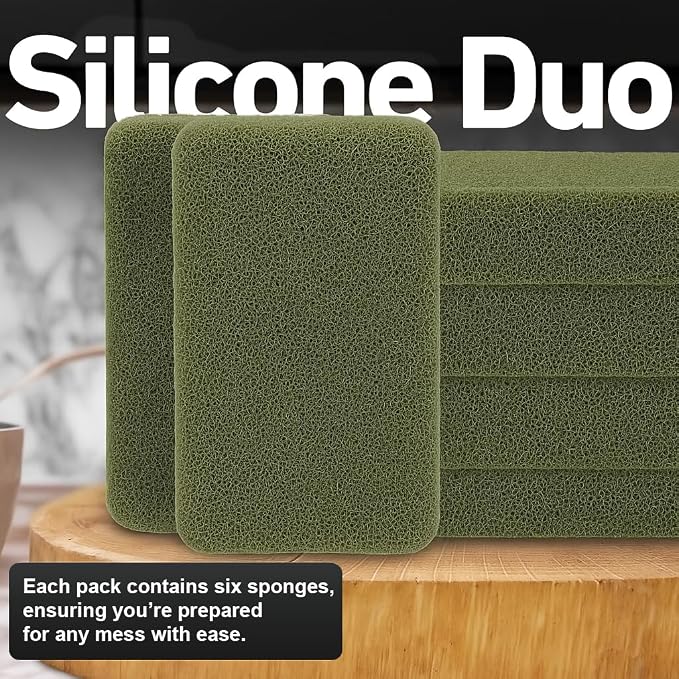 Casanero 6-Pack Silicone Scrubbing Sponges, Heavy-Duty, Non-Scratch | Reusable - Image 2