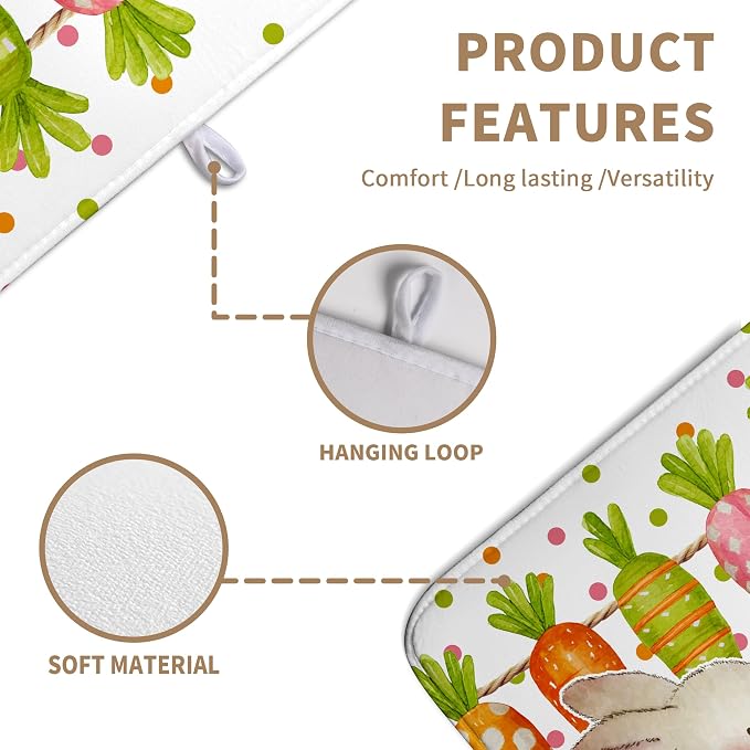 Easter Spring Dish Drying Mats Cute Bunny Dish Mat Easter colorful Carrots - Image 2