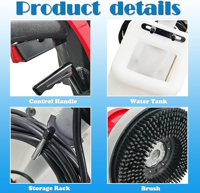 Floor Scrubber Buffer Polisher Commercial Floor Scrubber Machine 17" Tile Floor - Image 4