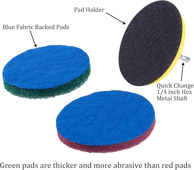 Kichwit 4 Inch Drill Power Brush Tile Scrubber Scouring Pads Cleaning Kit - Image 3