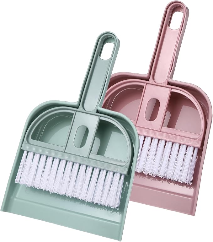 uxcell 2 Pcs Mini Dustpan and Brush Set, Small Broom and Dustpan Set by uxcell
