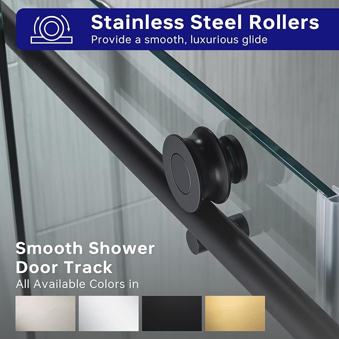 Woodbridge Frameless Bathtub Shower Doors 56-60" Width x 62" Height - Image 5