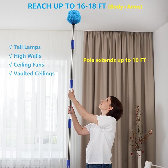 Cobweb Duster with Extension Pole, 10 FT Stainless Steel Pole with Spider Web - Image 2