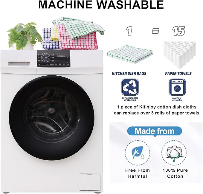 Kitinjoy Cotton 6 Pack Terry Kitchen Towels, 16 x 25 Inches Super Soft and - Image 5