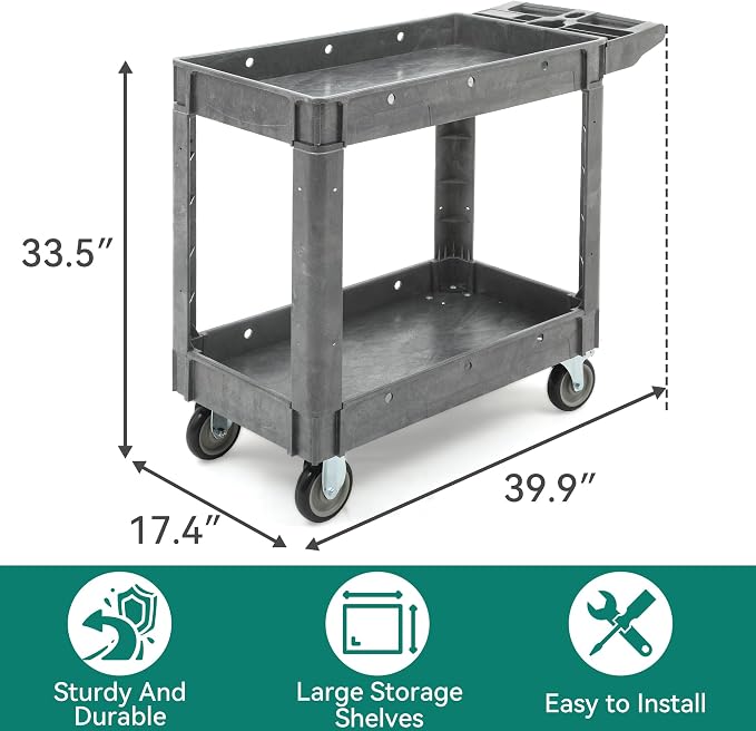YITAHOME Utility Cart on Wheels, 550 lbs Capacity Service Cart, 40 x 17 Inch - Image 3