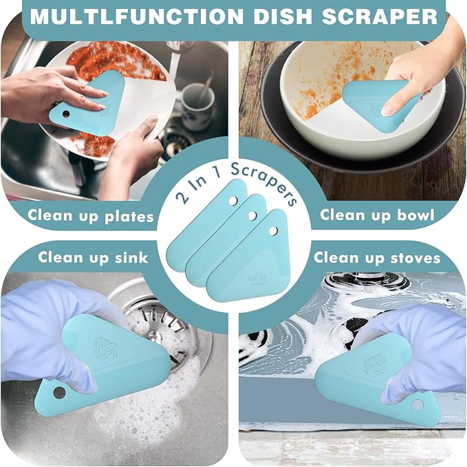 Food Scraper, 2-in-1 Pot and Pan Dish Scraper, Nylon and Silicone, Kitchen - Image 4