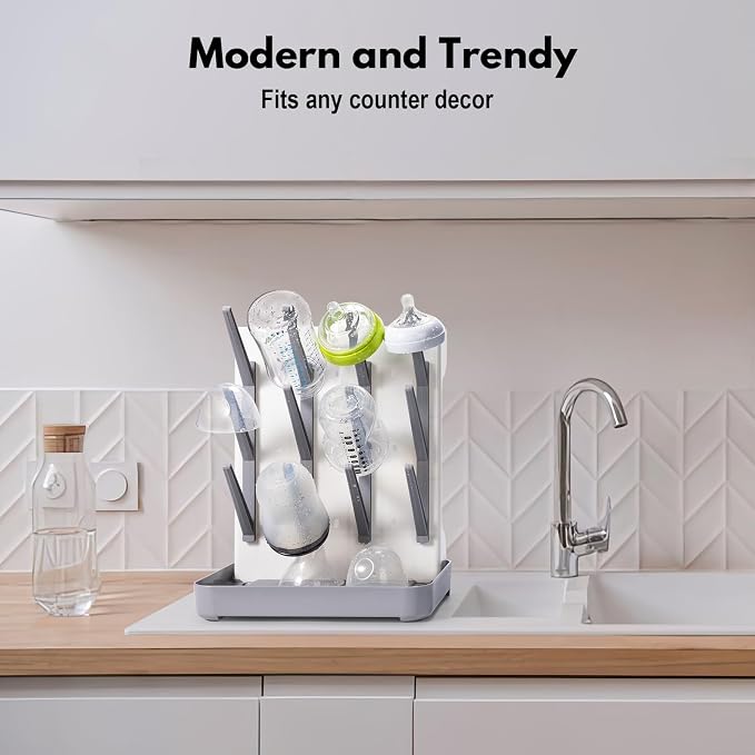 Space Saving Vertical Bottle Drying Rack, Large Countertop Baby Bottle Drying - Image 5