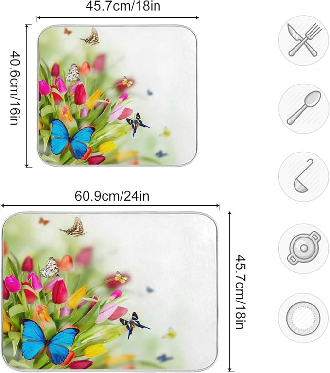 Tarity Colorful Tulip Butterfly Dish Drying Mat - Image 3