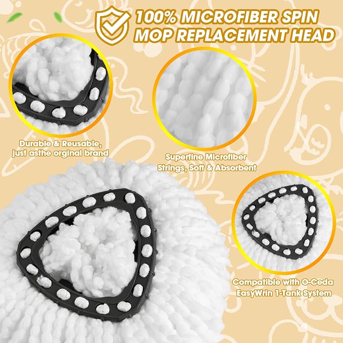 3 Pack Spin Mop Replacement Heads, 100% Microfiber Spin Mop Refills - Image 3