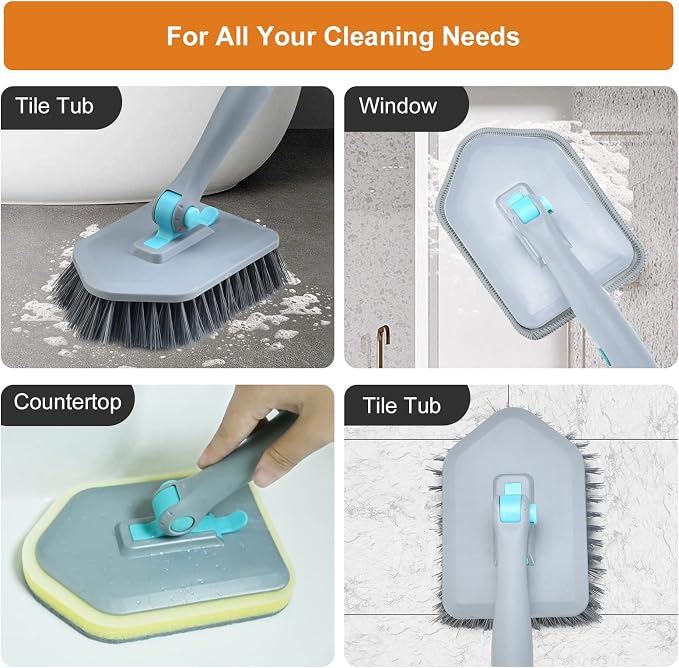 Long Handled Scrub Brush for Shower, 3-in-1 Cleaning Brushes - Image 6