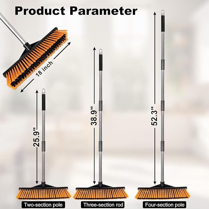 18" Heavy Push Broom for Outdoor Floor Cleaning Heavy Duty Outdoor Broom - Image 6