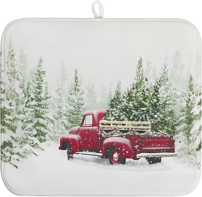 Christmas Dish Drying Mat Red Truck Xmas Tree Drying Mats by Wnoesat