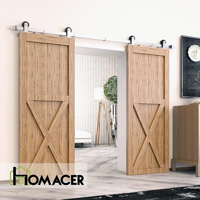 Homacer Brushed Nickel Non-Bypass Sliding Barn Door Hardware Kit, - Image 2
