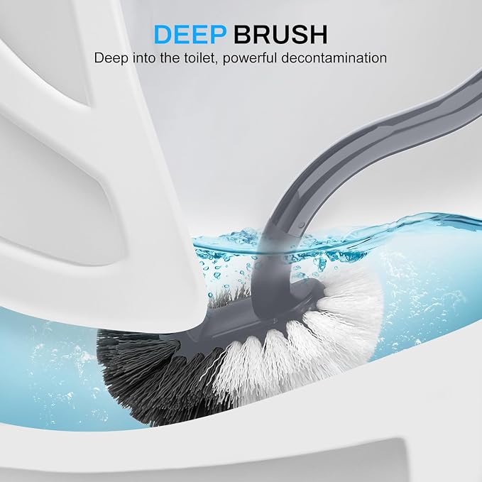 SetSail Toilet Brush and Holder Set, Compact Size Curved Toilet Bowl Brush - Image 3