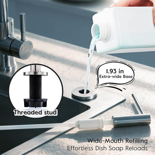 GAPPO Soap Dispenser for Kitchen Sink, Built in Sink Soap Dispenser, Brushed - Image 2