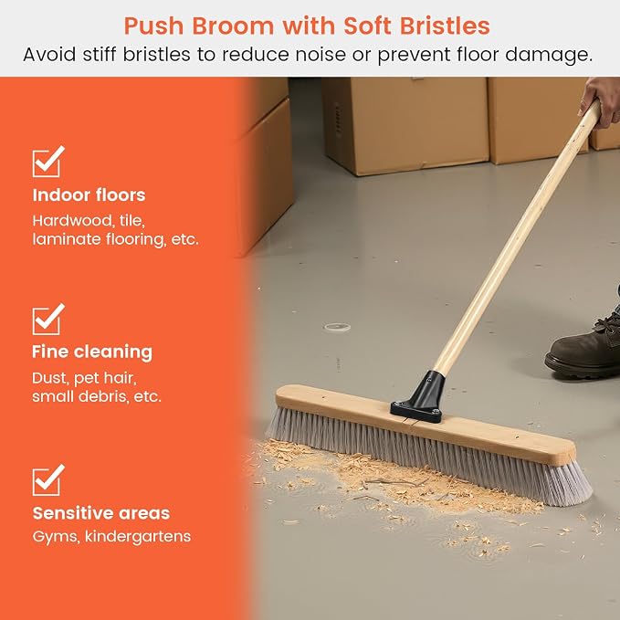 ALANNG 24” Push Brooms for Indoor and Outdoor, Heavy Duty Broom for Sweeping - Image 6