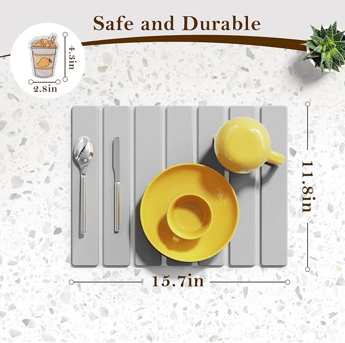 Stone Dish Drying Mats for Kitchen Counter, 15.5“x 11.8”, Eco-Friendly - Image 2