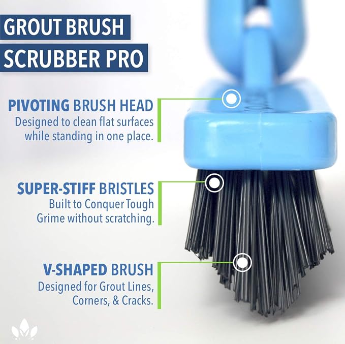 EVERSPROUT Grout Cleaning Brush Scrubber, Stiff V-Shaped Scrub Bristles Built - Image 2