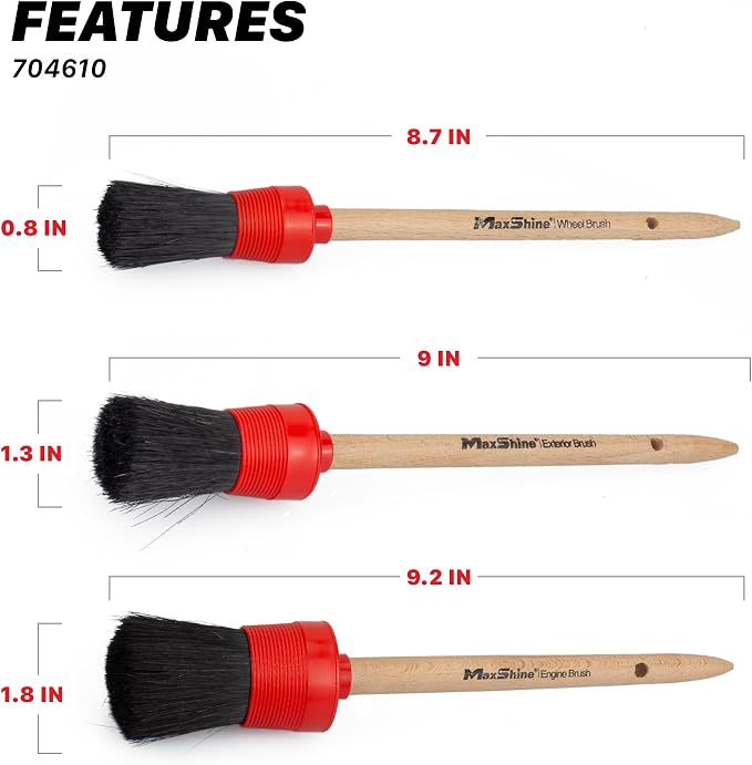 Maxshine Detailing Brushes Set – Brush Width: 0.8", 1.8" – Scratch-Free Soft - Image 2