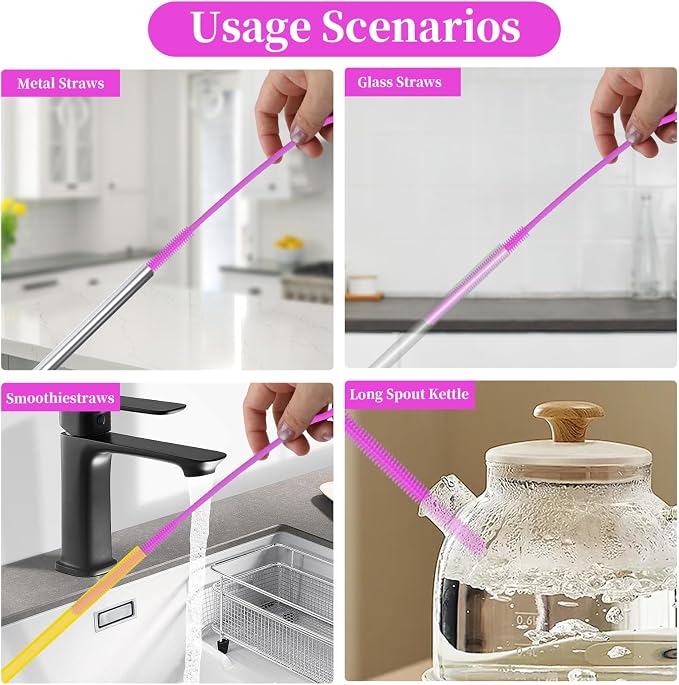 2Pcs silicone straw cleaning brushes, extra long, used - Image 6