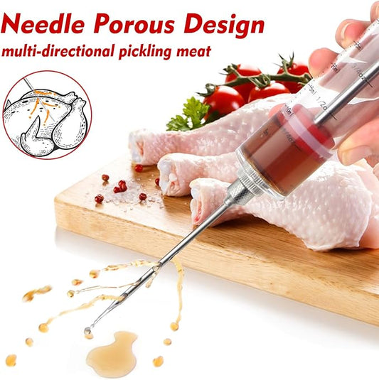 Meat Injector, 1-oz Plastic BBQ Marinade Injector Kit, Turkey Injector Syringe - Image 2
