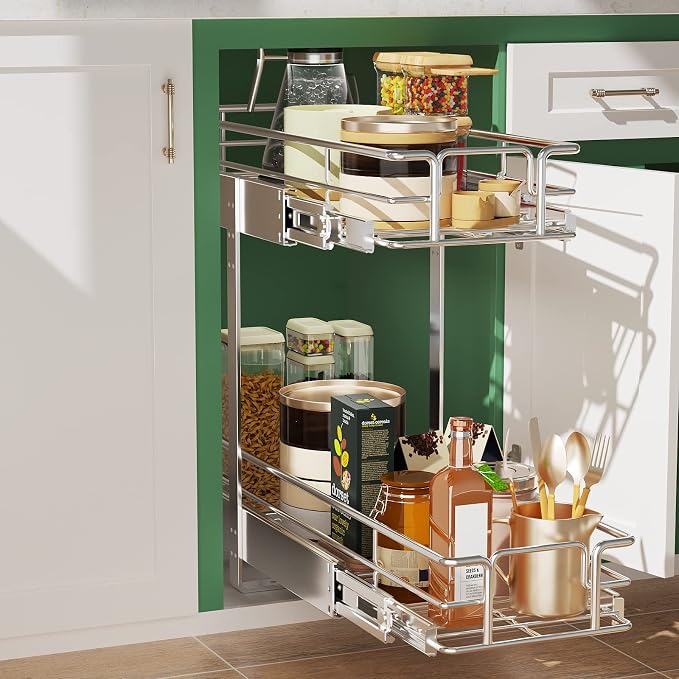 LOVMOR 2 Tier 5½" W x 21½" D, Individual Pull Organizer Kitchen Cabinet Storage - Image 5