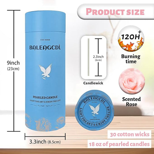 Rose Scented Pink Pearled Candle 18oz Luxury Sand Candle Granulated Wax - Image 2