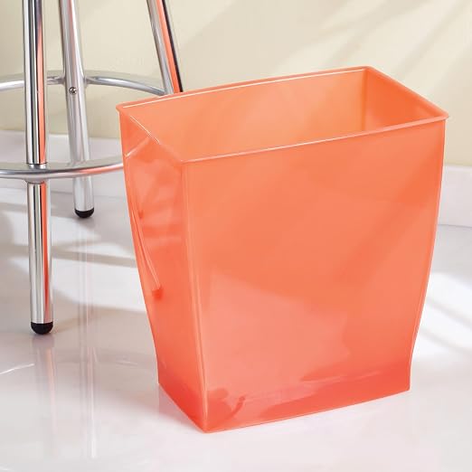 iDesign Small Rectangular Bathroom Trash Set of 2-Tango Orange, Made in USA - Image 5
