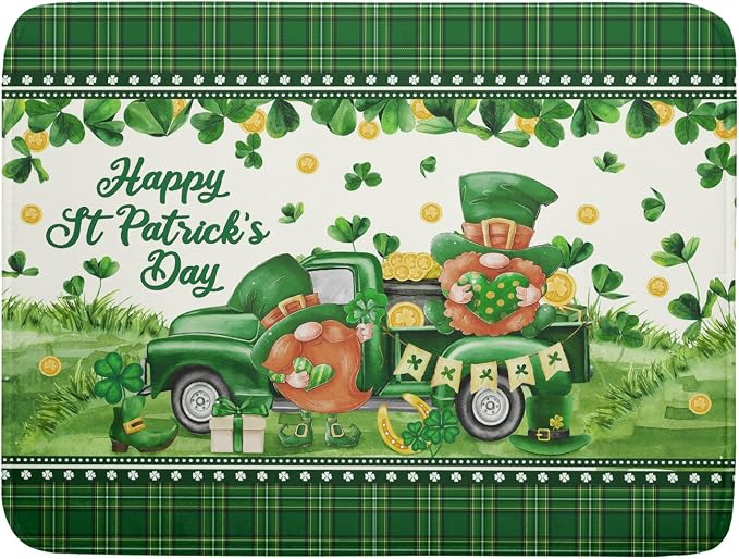 Shamrock Truck Dish Drying Mat Buffalo Check Dish Drainer Mat 18x24 inch by Giwawa