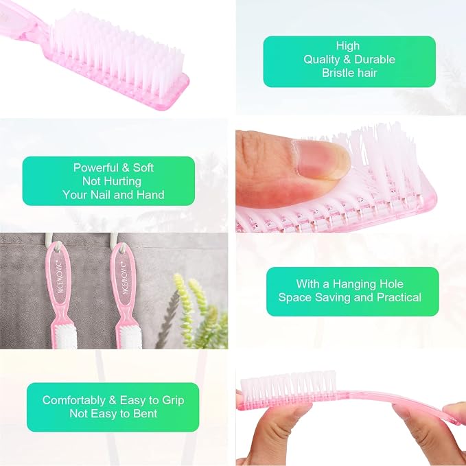 NICEMOVIC 20 Pcs Nail Brush for Cleaning Fingernails, Handle Grip Nail Scrubber - Image 5