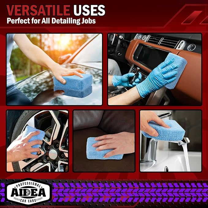 AIDEA Microfiber Applicator Pad-8Pack, Car Wash Sponge, Premium Microfiber - Image 7