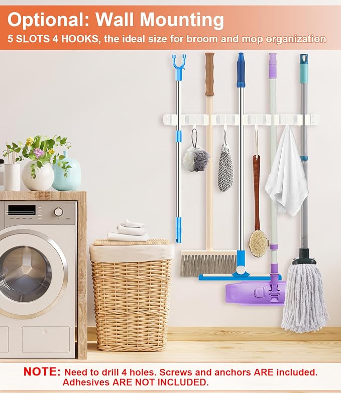 Broom Holder Over The Door Drilling Free Mop and Broom Holder - Image 5