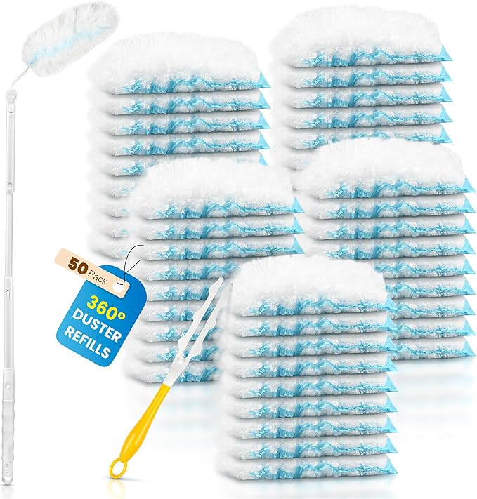 Duster Kit for Swiffer® Duster Refill: 50 Heavy Duty Refills + 2 Handles | 3X by Bisenkud