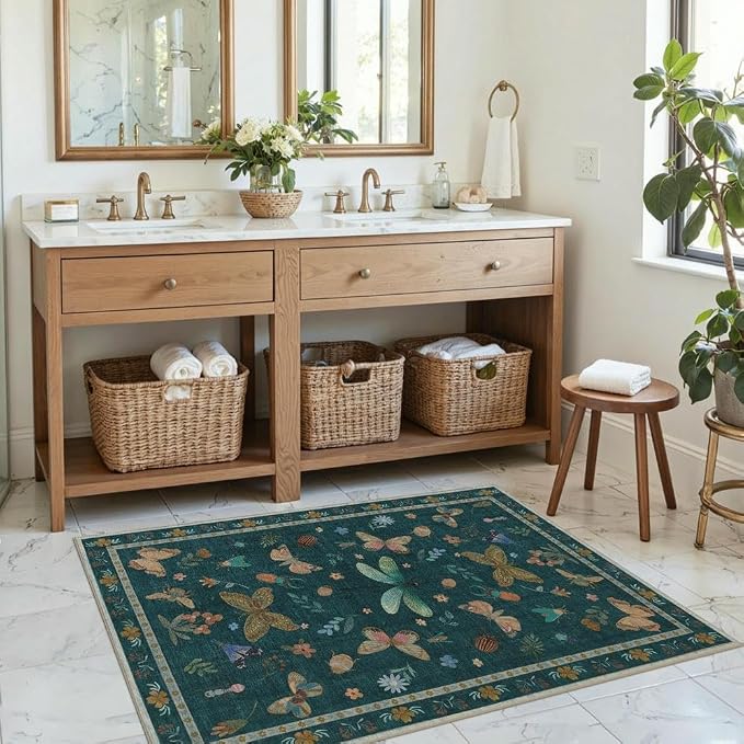 2x3 Washable Rug, Small Door Mat Floral Entryway Rug, Boho Front Door Mat - Image 3