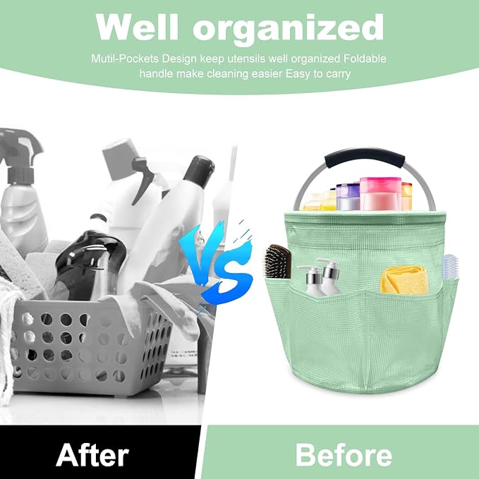 17L Cleaning Caddy with Handle, Foldable Cleaning Supply Caddy with 6 Pockets - Image 4