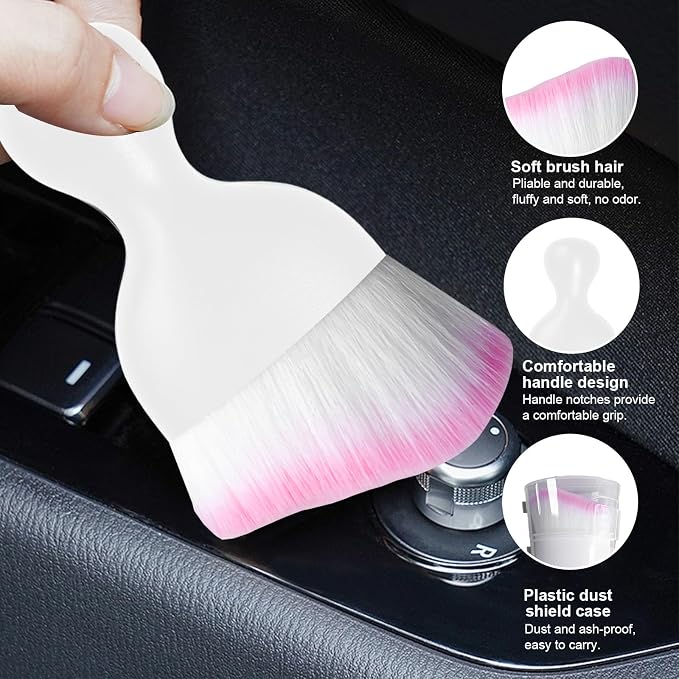 Ziciner Car Detailing Brush, Curved Soft Bristles Auto Removal Dust Collectors - Image 3