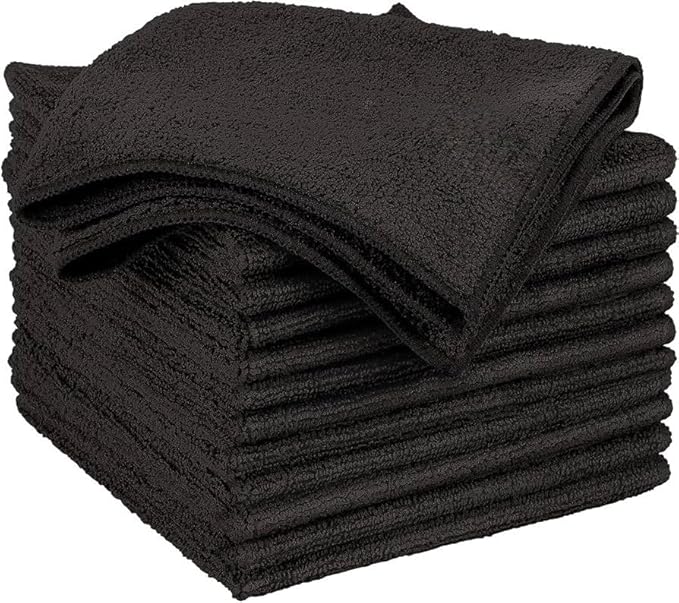 Microfiber Cleaning Cloth Black 12 Pack Premium Microfiber Towels by MIRACLEAN