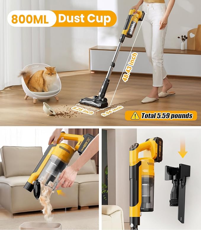 8000mAh Cordless Vacuum with Extra Battery, 700W Brushless Vacuum Cleaners - Image 7