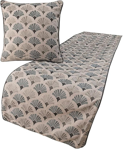 The HomeCentric King Queen Twin Blue & Grey Designer CA King 86"x18" Bed Runner with 2 Pillow Cover, Floral Embroidery Bed Scarf on Cotton Fabric - Flourish Bloom