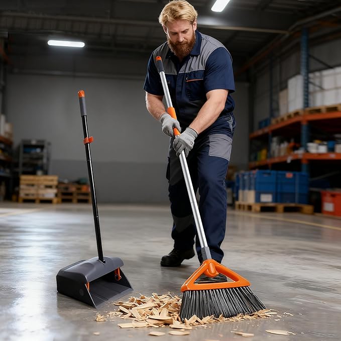 Heavy Duty Broom with Dustpan Combo Set Indoor and Outdoor Dual Purpose - Image 2