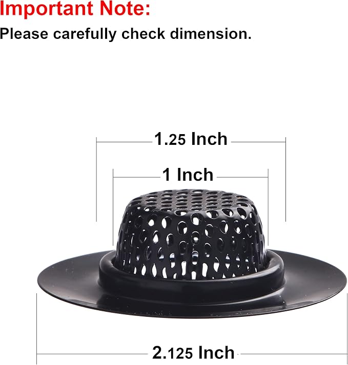 2 Pack - 2.25" Top / 1" Basket- Black Sink Strainer Bathroom, RV and Lavatory - Image 2