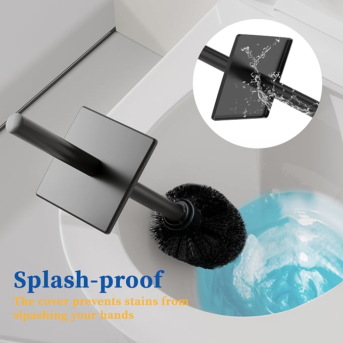 RUACQ Toilet Brush and Holder Set 2pcs, Square Toilet Bowl Brush - Image 4