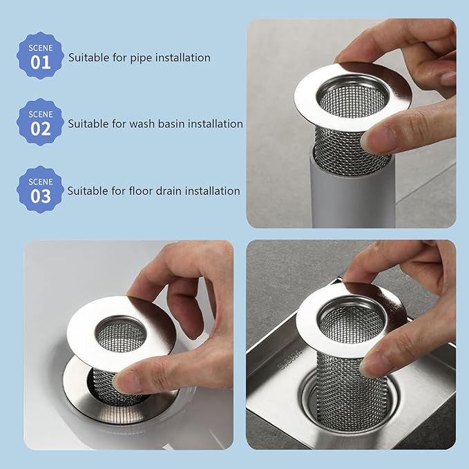 Resdenio Bathroom Sink Drain Strainer Stainless Steel, 2 Pack Floor Drain - Image 3