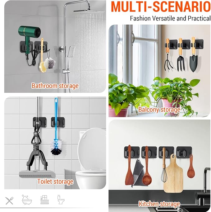 Batur 4 Pack Broom Holder Wall Mount, Super Anti-Slip Mop and Broom Holder Wall - Image 5