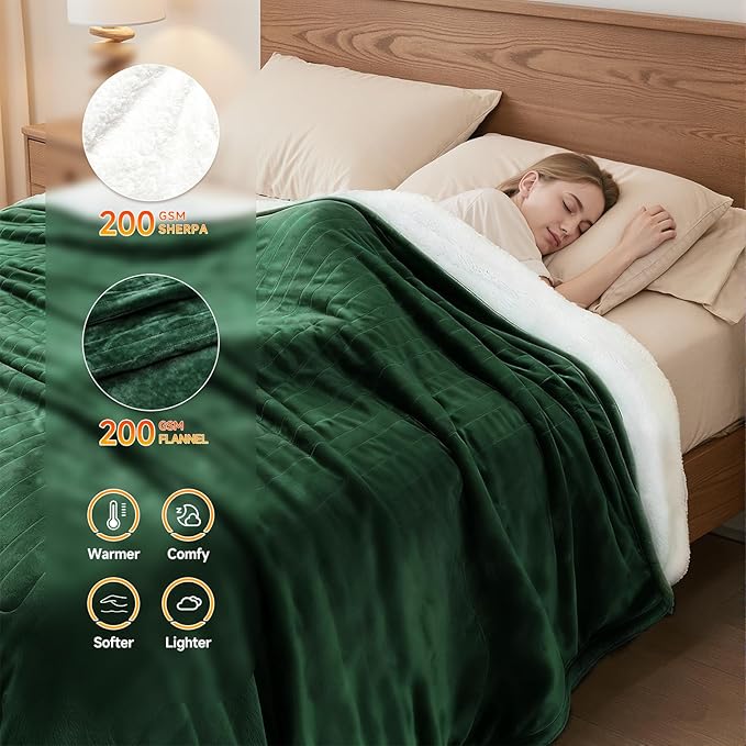 Heated Blanket Electric Throw Blanket 50"x60" Fast Heating Electric Blanket with 5 Heat Levels & 4 Hours Auto-Off Overheat Protection Cozy Soft Flannel Heated Throw Blanket