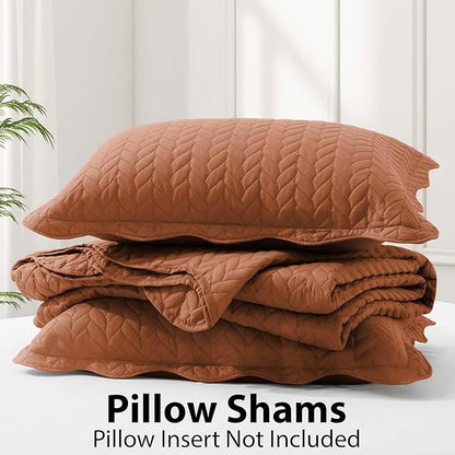 IR Imperial Rooms California King Quilt Bedding Set Size (118"x106") + 2 Pillow Shams (20" x 36"+ 2") - 3 Pcs All Season Reversible Microfiber Coverlet Embossed Quilt Bedspread (Rust)